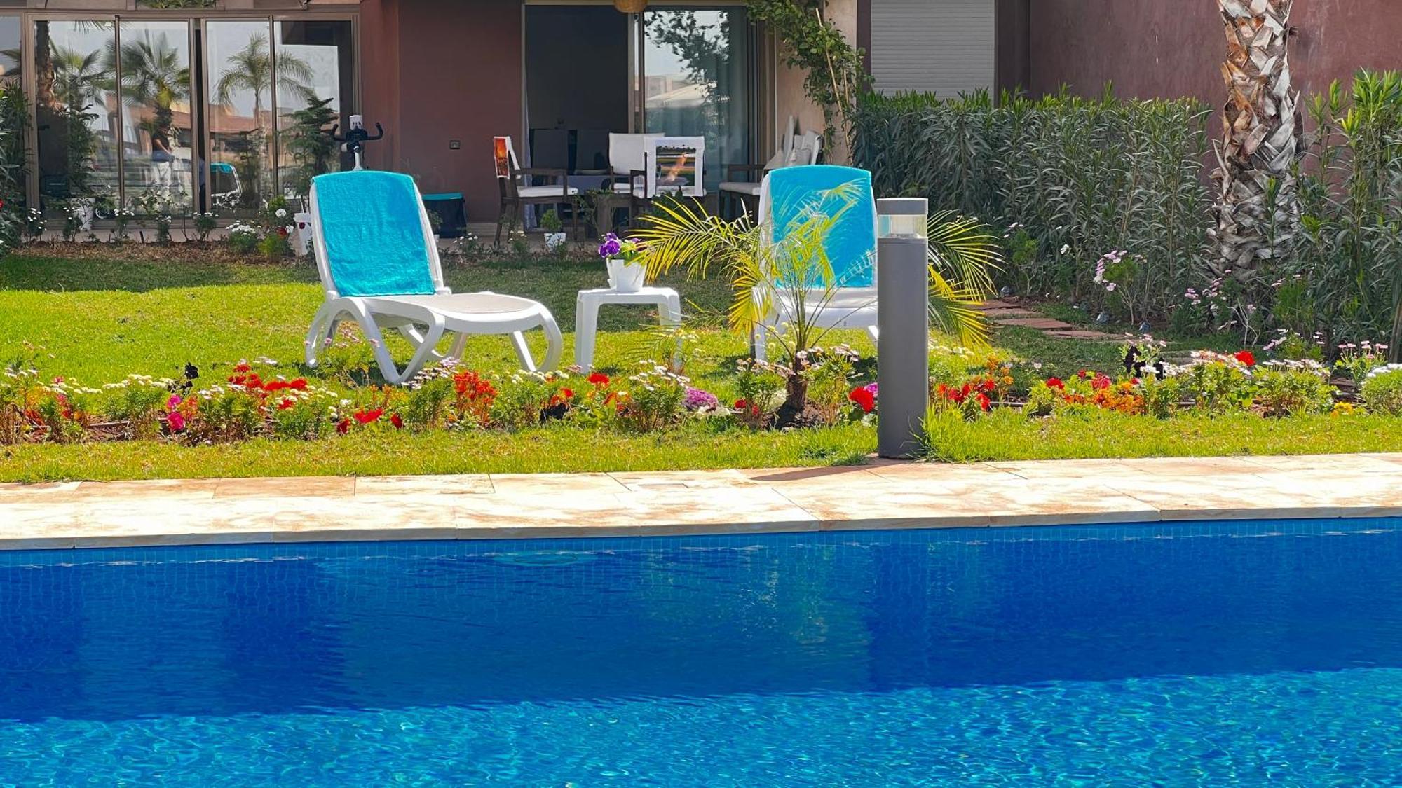 Appartement De Luxe Avec Jardin Vue Sur La Piscine Golf Securise 24H Sur 24 A 5 Minutes De L Aeroport مراكش المظهر الخارجي الصورة